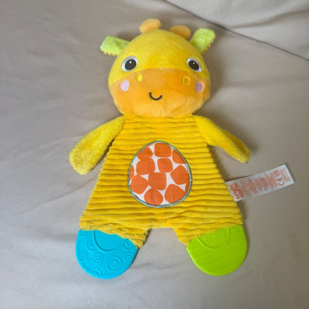 Bright Starts Snuggle Teether Giraffe Plush Yellow Corduroy Baby Toy 12348